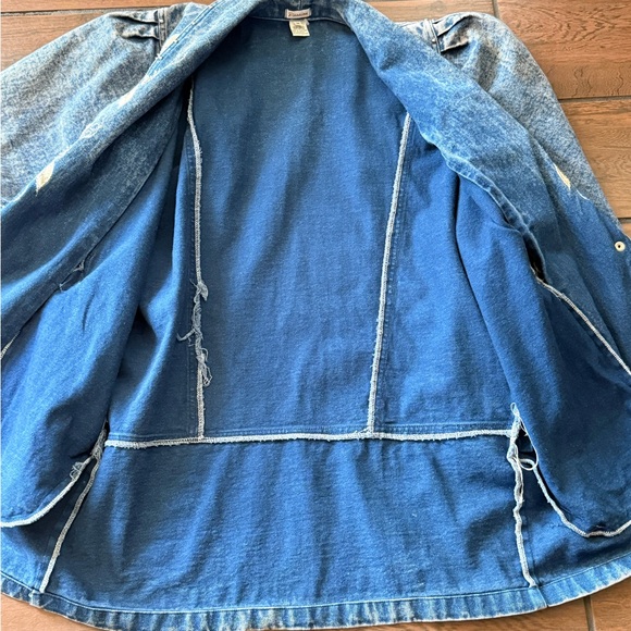 80s Oversized Acid Wash Embellished Studded Denim Jacket Batwing Rhinestone M - Picture 15 of 16